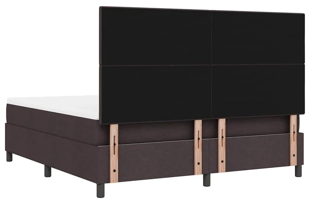 Cama Box Spring com Colchão Castanho Escuro Super King Tecido