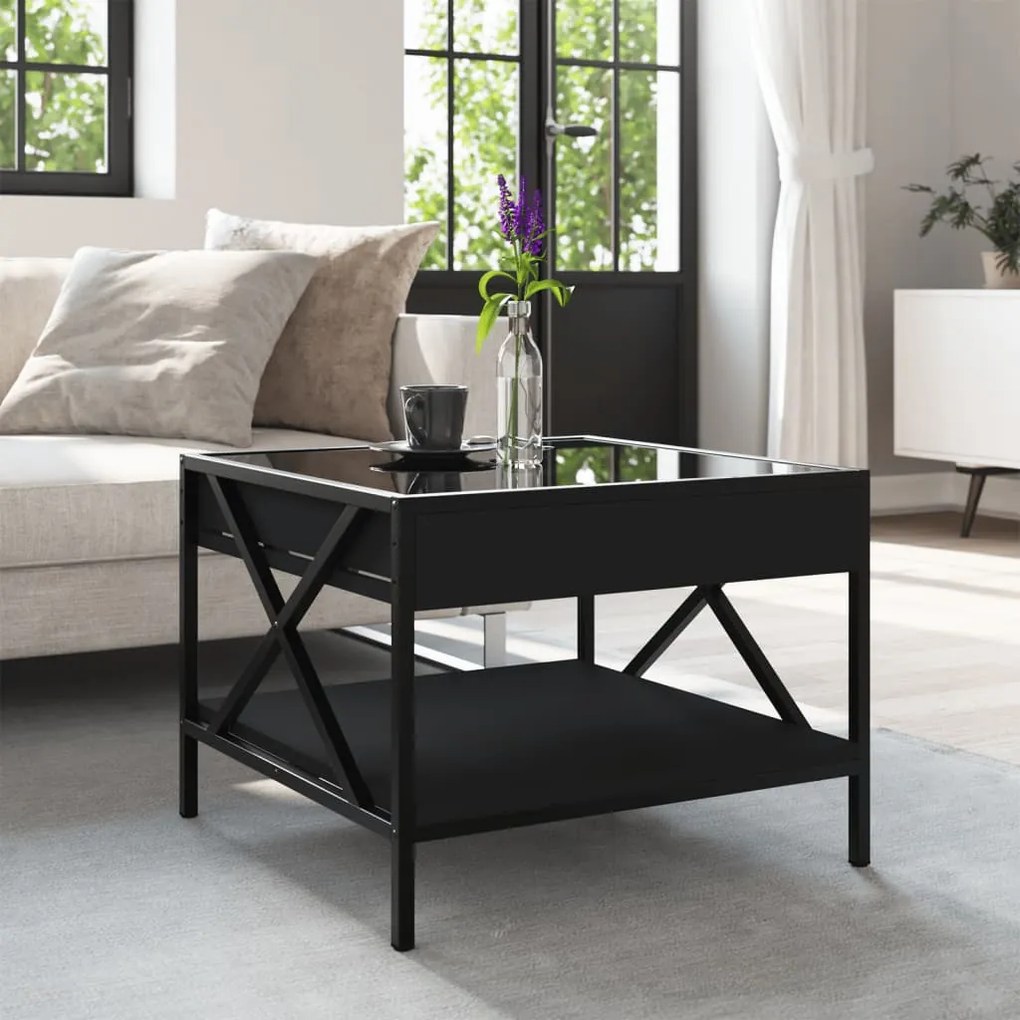 Mesa de centro c/ luzes LED Infinity 50x50x38 cm preto