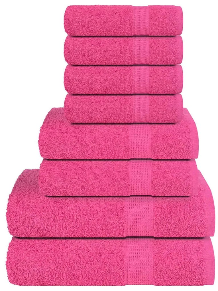 vidaXL 8pcs Conjunto toalhas banho 360 gsm 100% algodão rosa