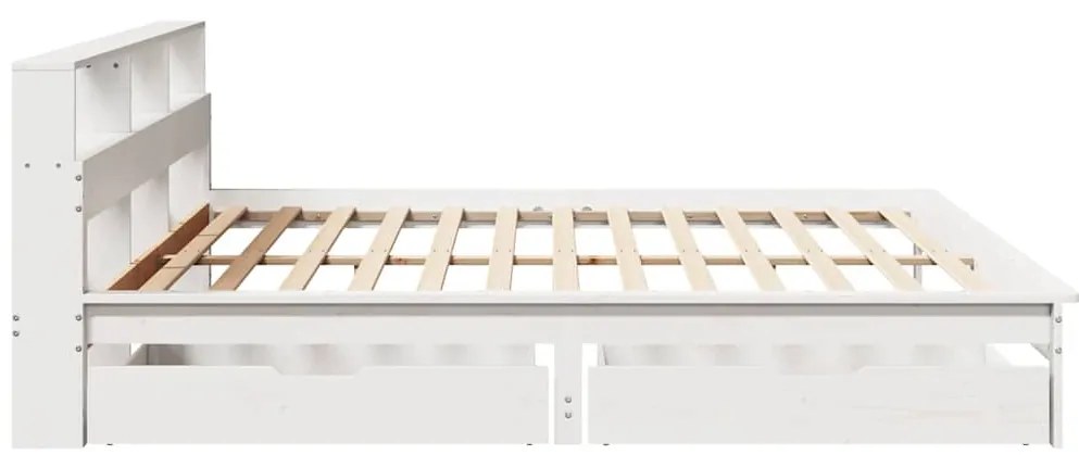 Cama com estante sem colchão 180x200 cm pinho maciço branco
