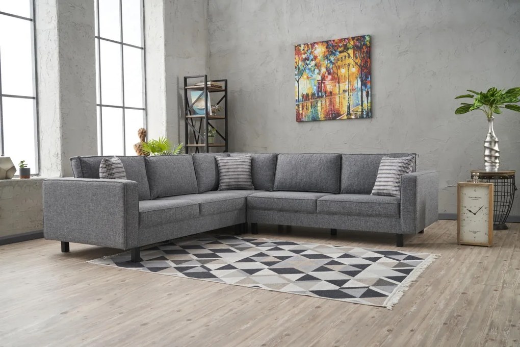 Sofá de Canto Kale – Cinzento – 258 cm x 83 cm x 258 cm