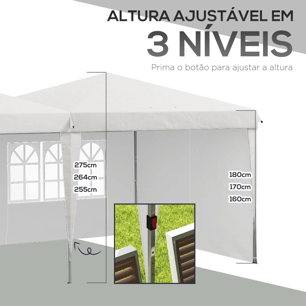 Tenda Dobrável 585x295 cm com Paredes Laterais Tenda para Festas com A