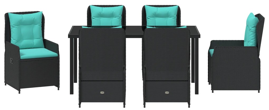 Conjunto de Jantar Jardim de 7 Peças Rattan PE Preto