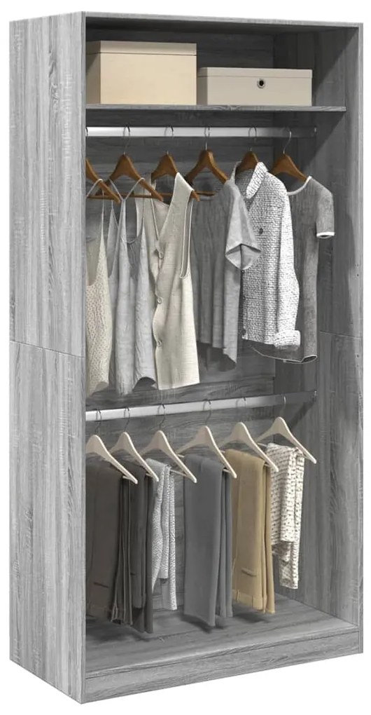 vidaXL Roupeiro 100x50x200 cm derivados de madeira cinzento sonoma