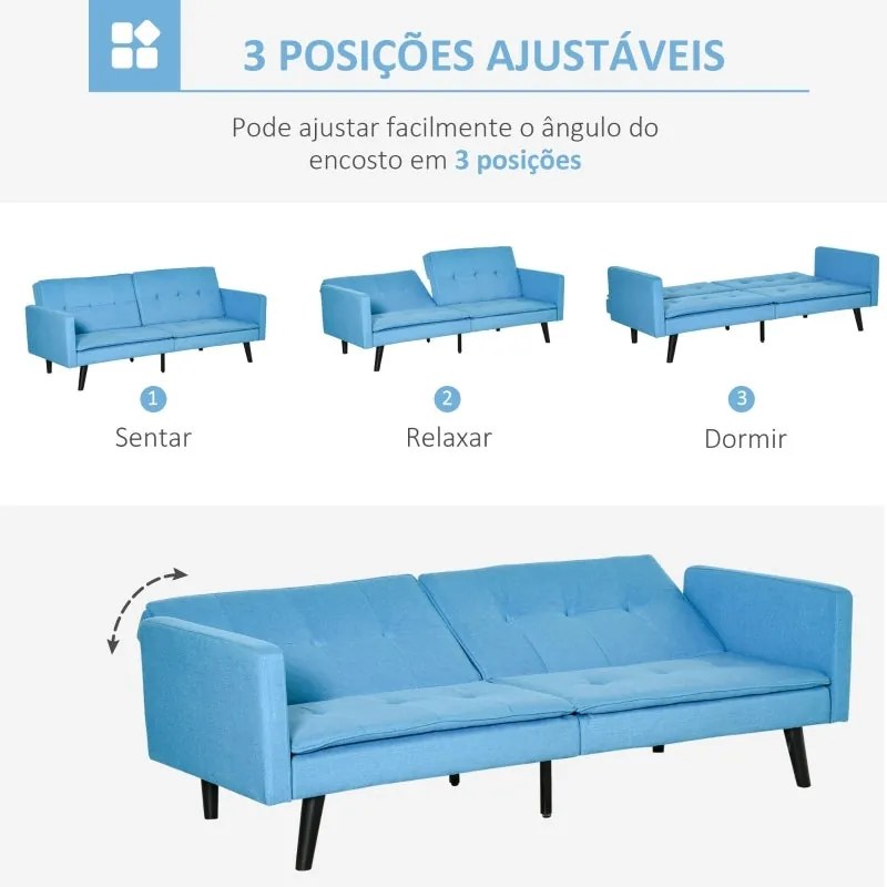 Sofá-Cama Mary - Azul - Design Nórdico
