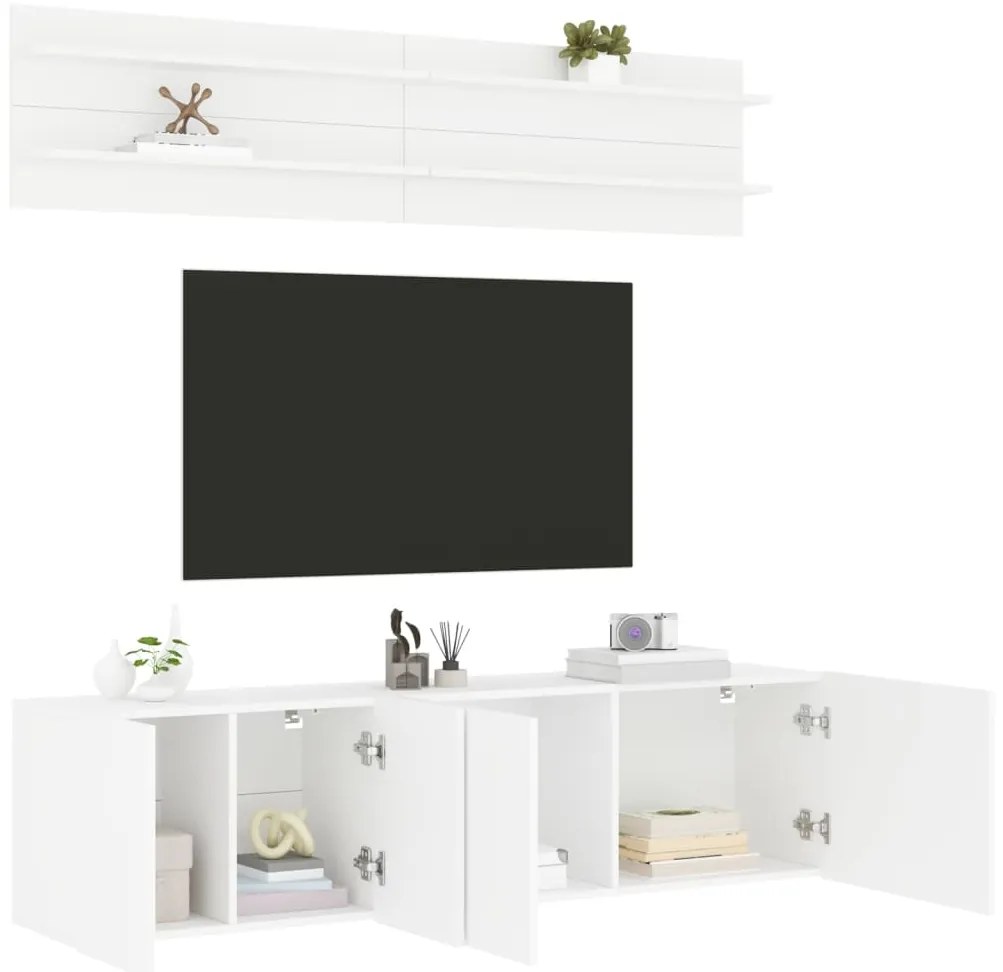 vidaXL 6 pcs móveis de parede p/ TV derivados de madeira branco