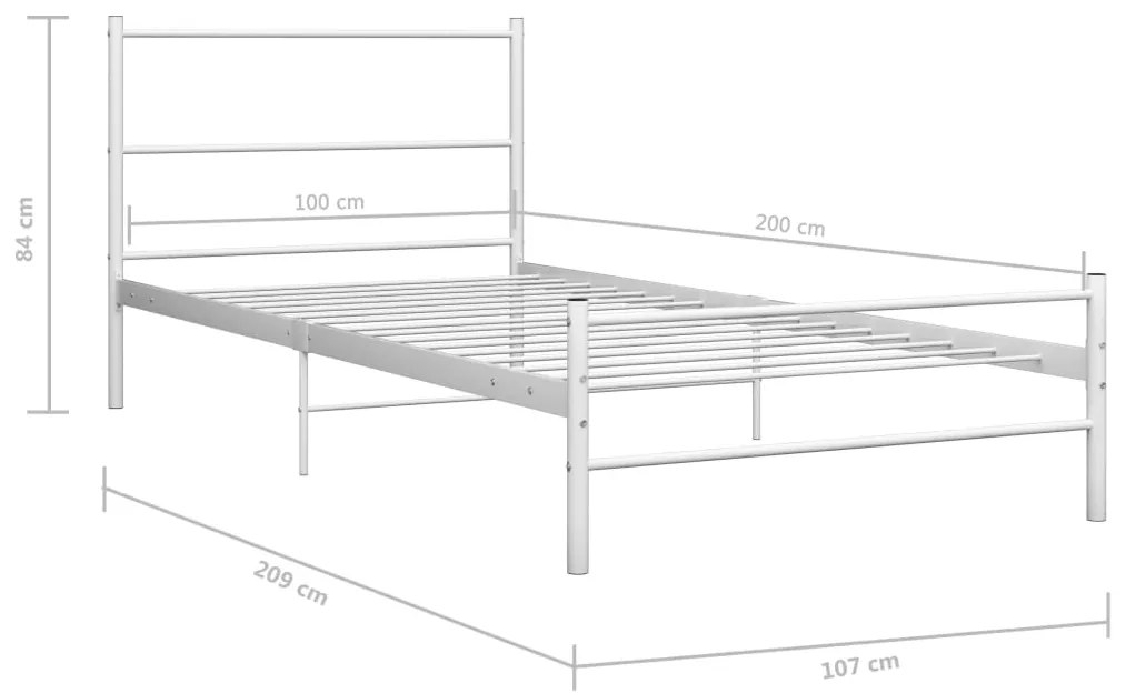 Estrutura de cama 100x200 cm metal branco