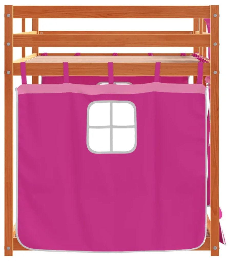Beliche com cortinas 90x190 cm madeira de pinho maciça rosa