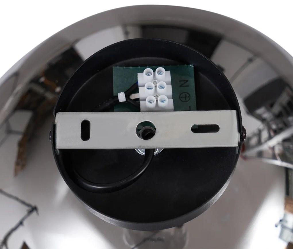 Plafon Art Deco preto com vidro fumado - Sandra