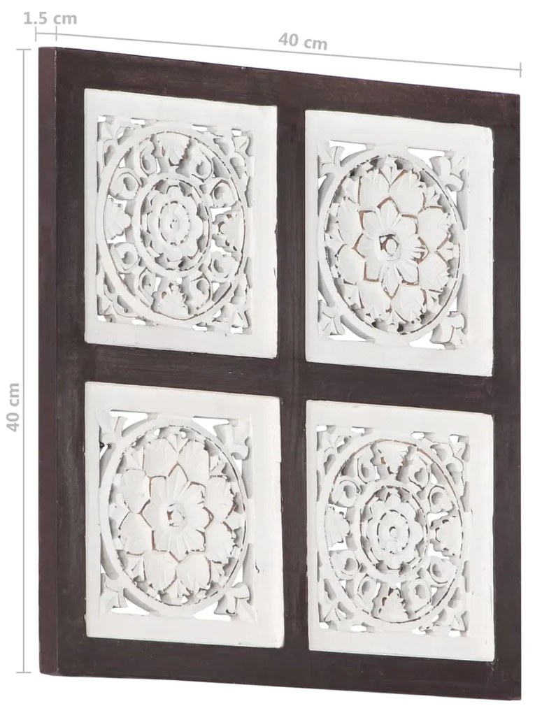 Painel parede esculpido à mão MDF 40x40x1,5 cm castanho/branco