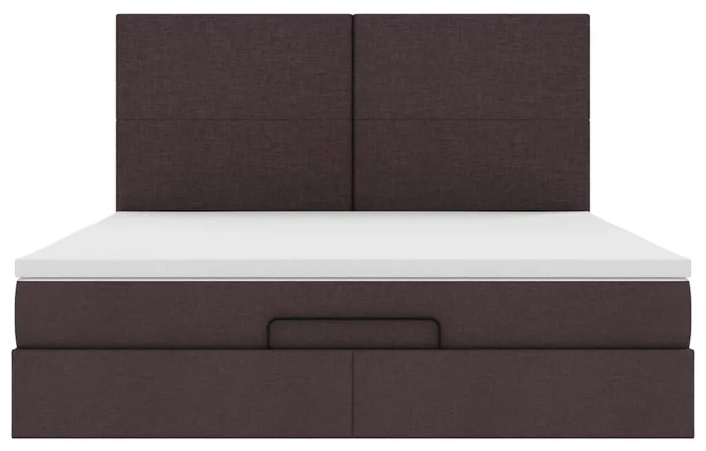Estrutura de cama otomana com colchão 180x200cm castanho escuro