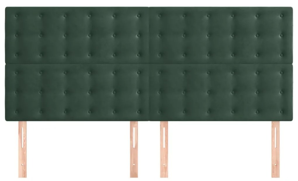 Cabeceira de cama 4 pcs veludo 100x5x78/88 cm verde-escuro