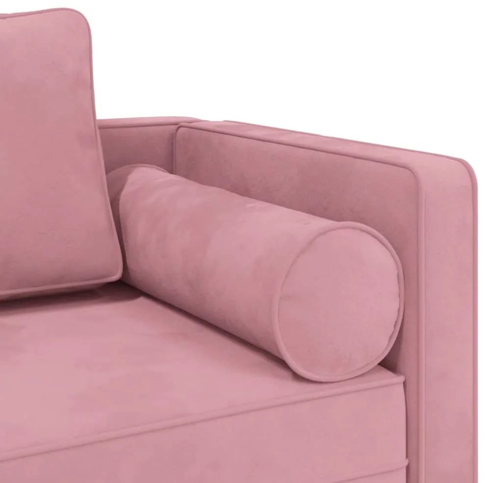 Chaise longue com almofadões veludo rosa