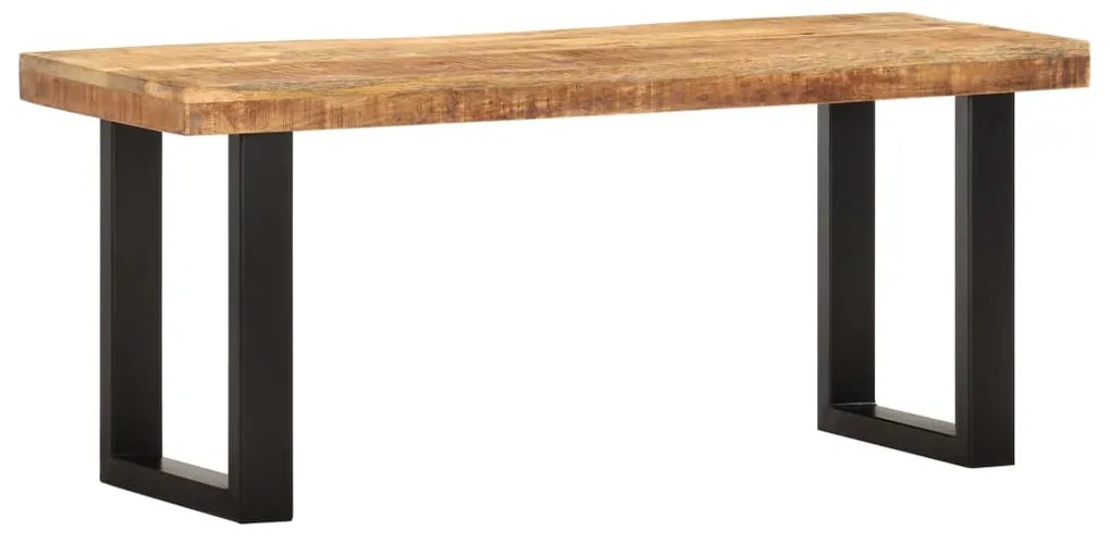 Banco 110 cm madeira de mangueira áspera maciça e aço