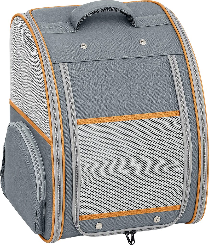 PawHut Mochila para cães dobrável mochila para gatos com janela de malha bolsos laterais fundo removível até 5 kg Cinza | Aosom Portugal