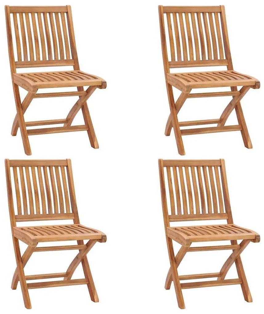 Cadeiras de jardim dobráveis c/ almofadões 4 pcs teca maciça