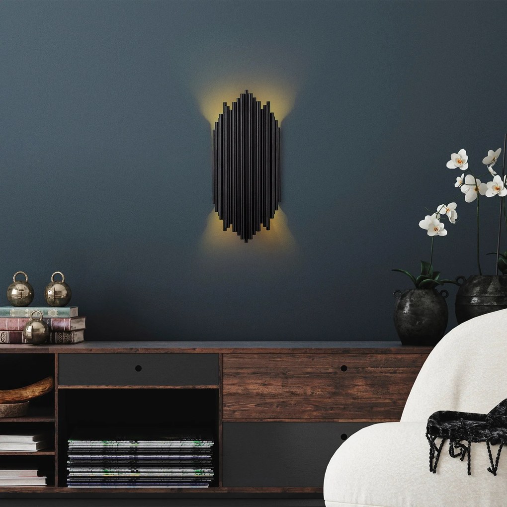 Candeeiro de Parede Kara – Preto – 18x40x8 cm