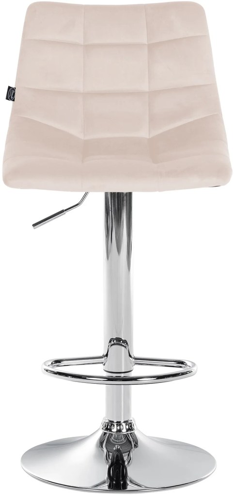 Conjunto de 2 bancos de bar Jerry em veludo com estrutura cromada 87-108,5 x 43 x 46,5 cm Bege