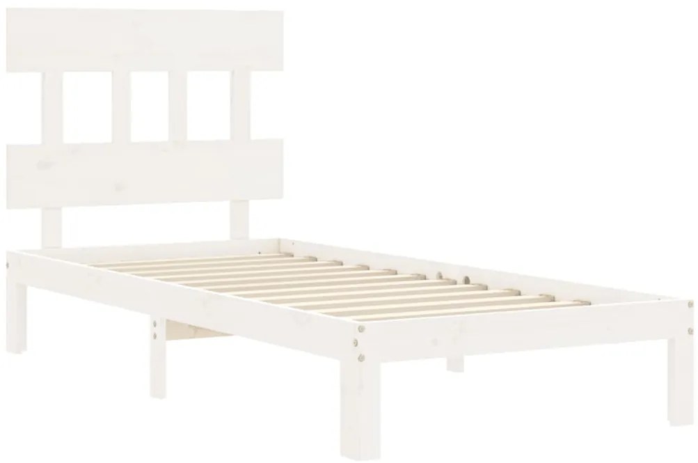 Cama sem colchão 90x200 cm madeira de pinho maciça branco