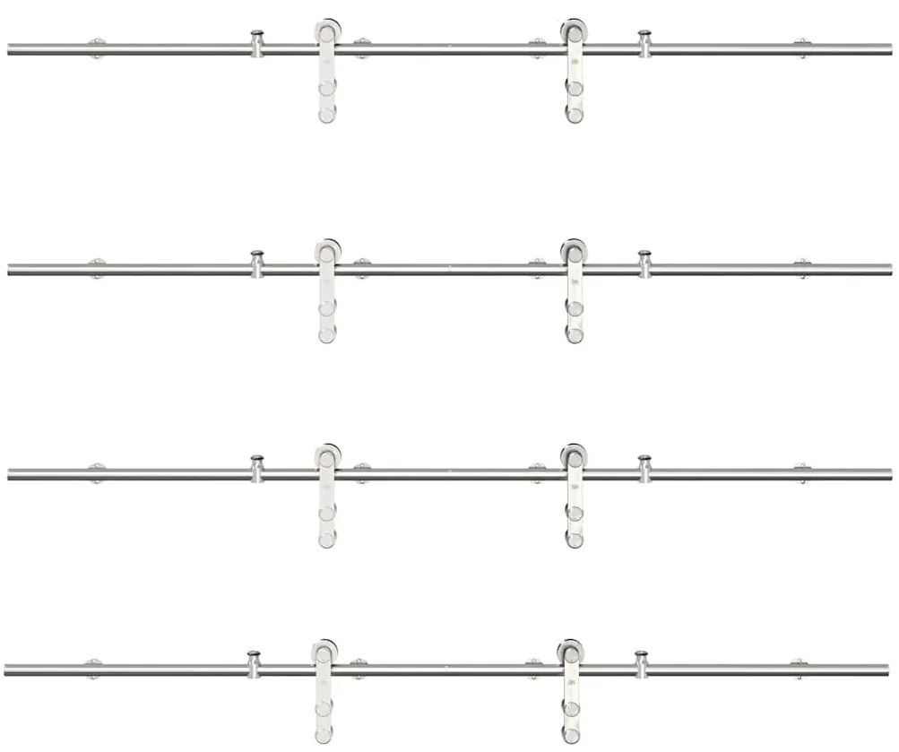 Kit ferragens p/ porta deslizante 366cm aço inoxidável prateado