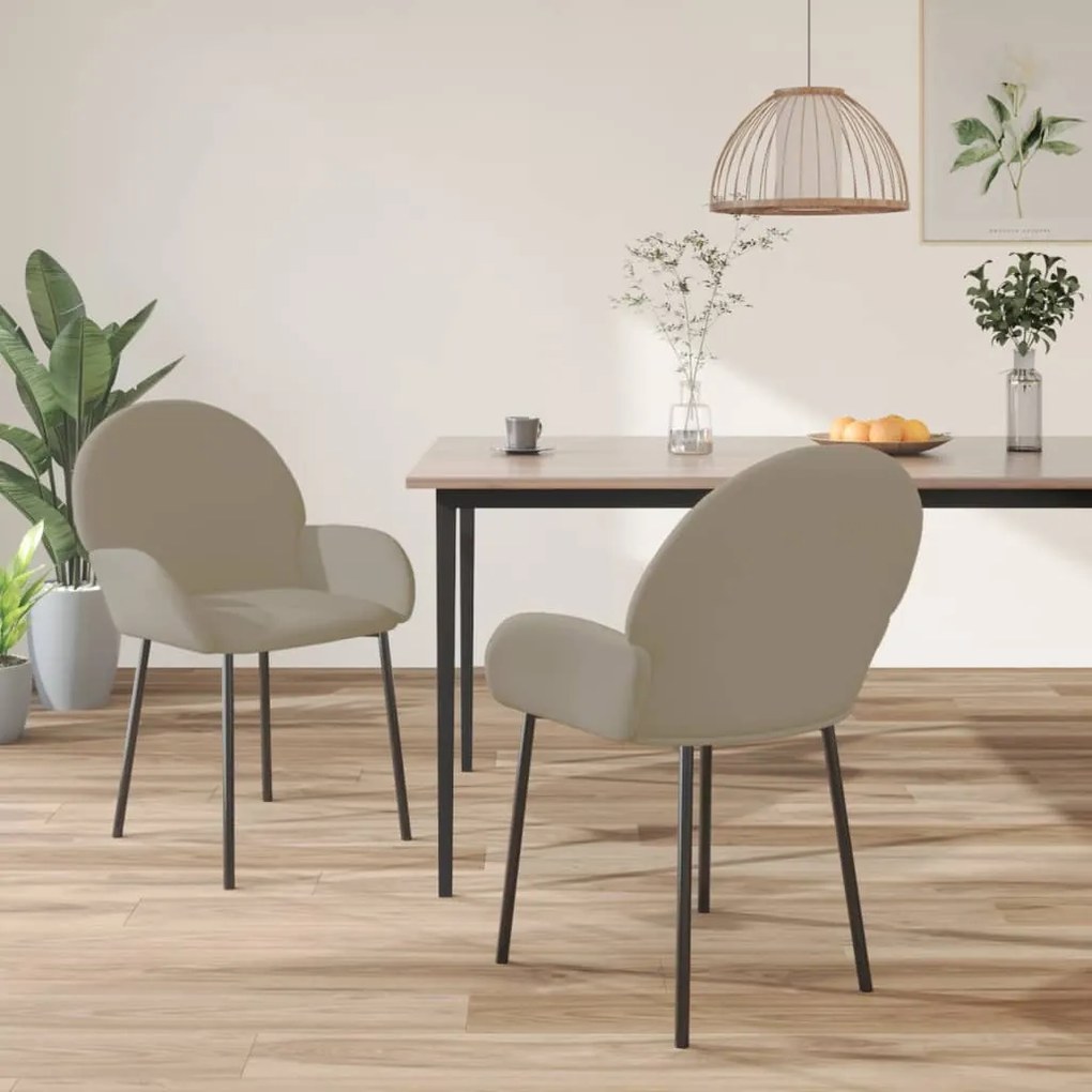 Cadeiras de jantar 2 pcs veludo cinzento-claro