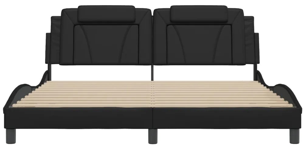 Estrutura de cama c/ cabeceira 180x200cm couro artificial preto
