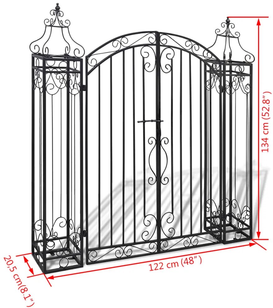 Portão de jardim ornamental 122x20,5x134 cm ferro forjado