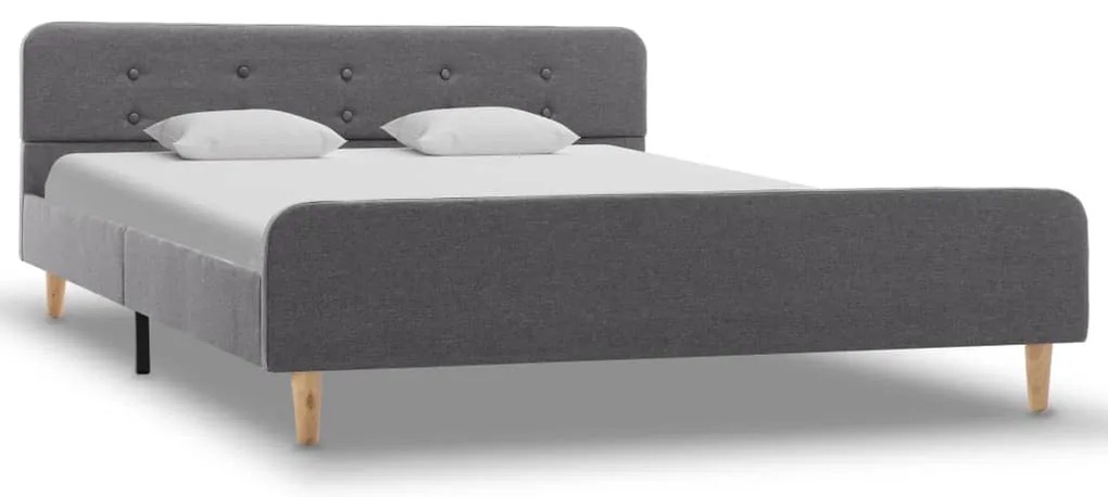 Estrutura de cama em tecido 140x200 cm cinzento-claro