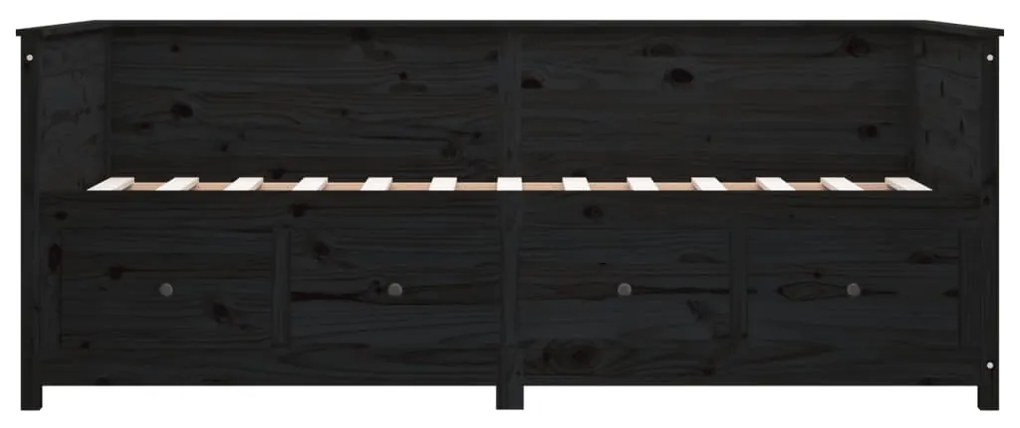 Sofá-cama 100x200 cm madeira de pinho maciça preto