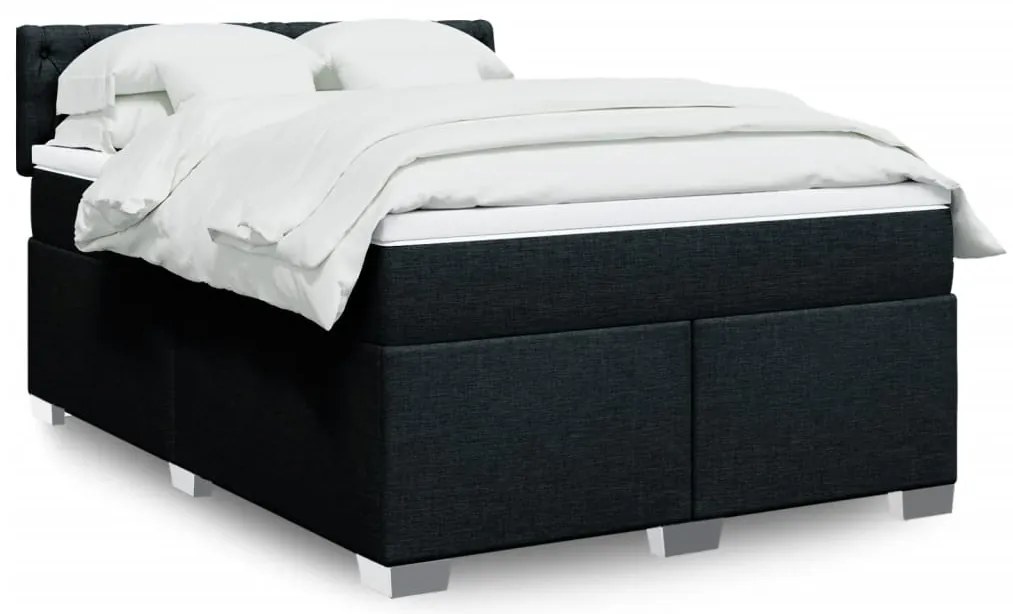 vidaXL Cama com molas/colchão 140x200 cm tecido preto