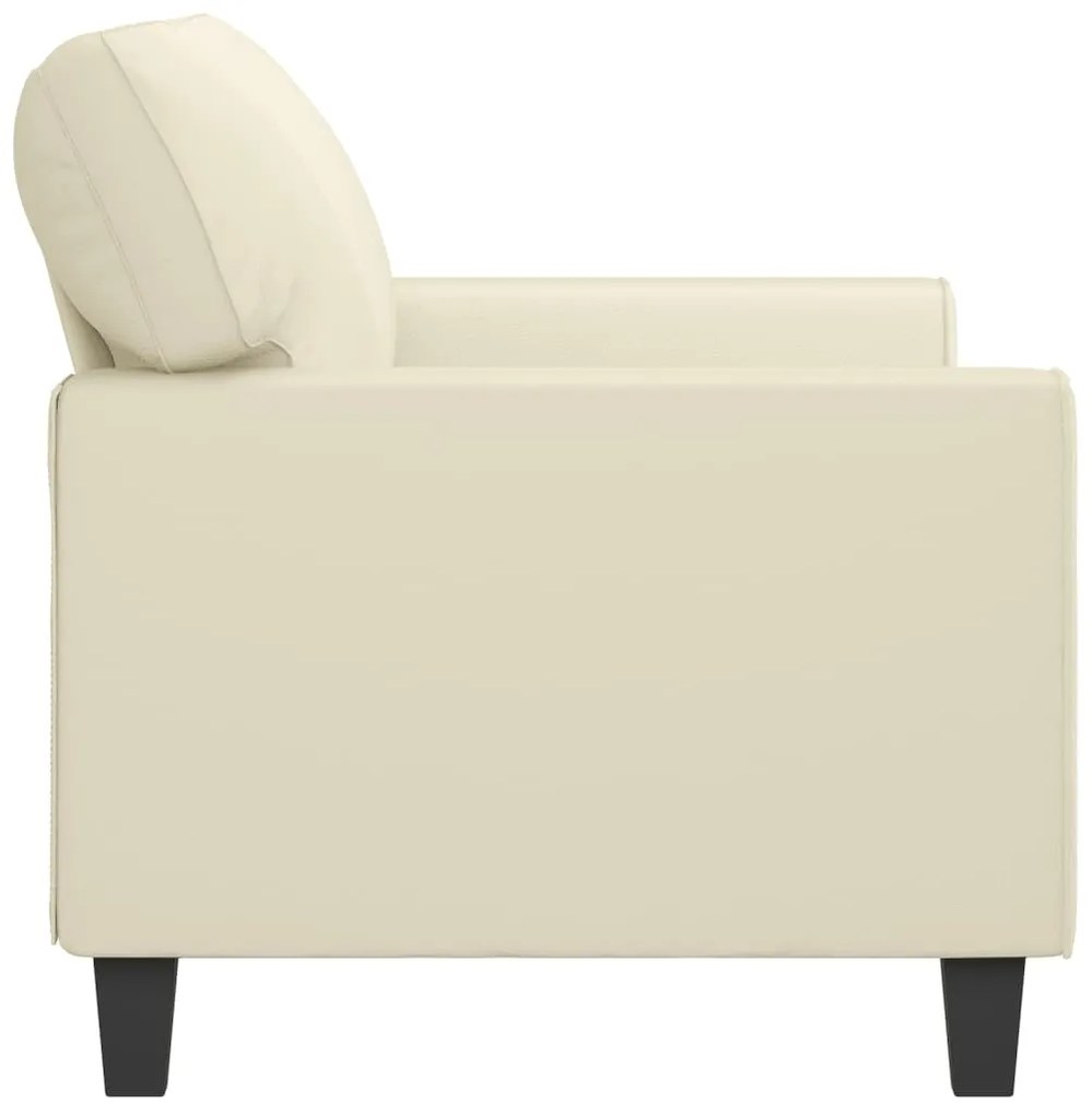 Sofá de 2 lugares 140 cm couro artificial cor creme