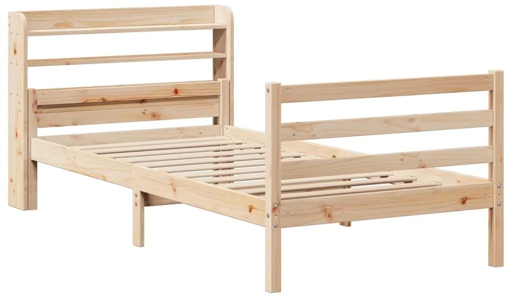 Estrutura de cama com cabeceira 75x190 cm pinho maciço