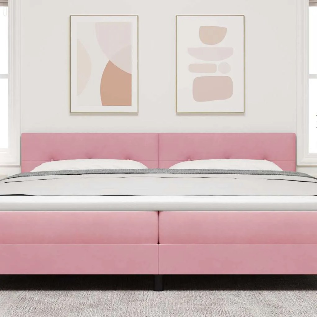Cabeceira vidaXL Botões Estofada Rosa 200 cm Veludo