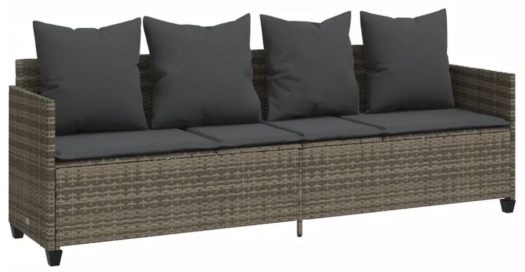 5 pcs conjunto sofás de jardim c/ almofadões vime PE cinzento