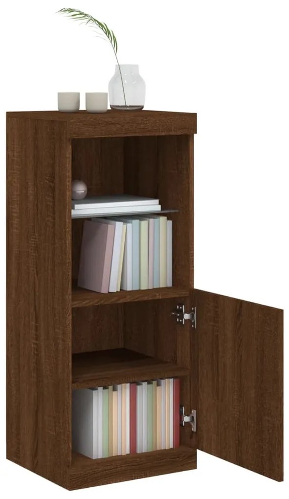 Aparador com luzes LED 41x37x100 cm carvalho castanho