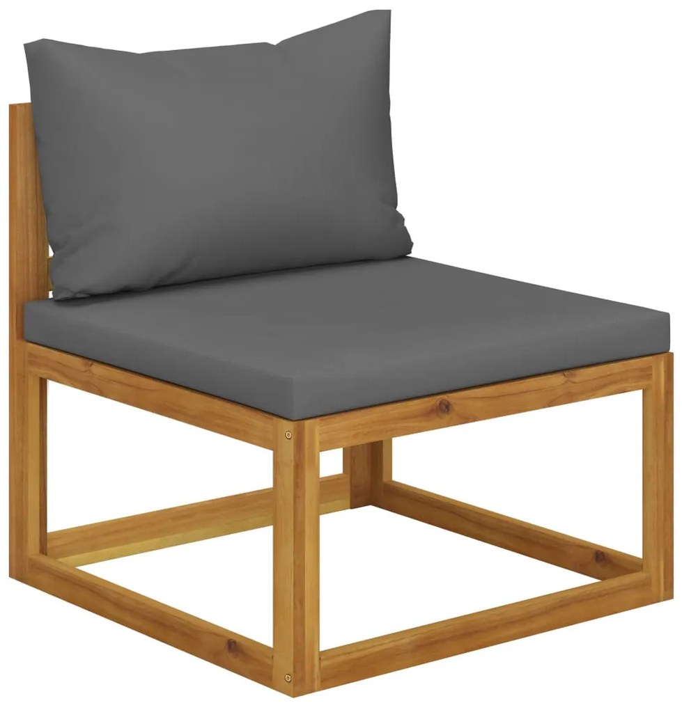 3 pcs conjunto lounge de jardim c/ almofadões acácia maciça