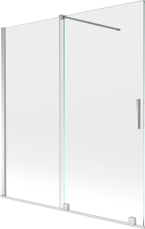 Mexen Velar resguardo de banho de 2 painéis deslizantes 150 x 150 cm, transparente, cromado - 896-150-000-01-01