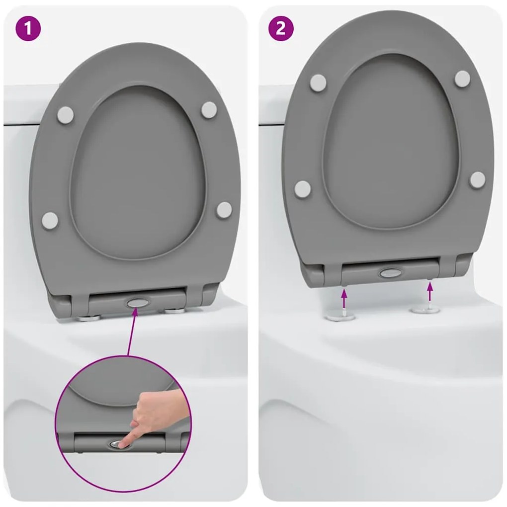 Assento de vaso sanitário com fechamento suave Duroplast cinza