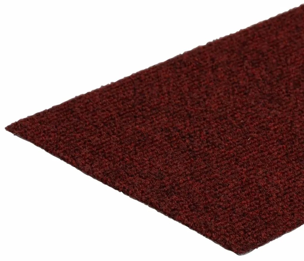 Tapetes de escada adesivos retangulares 15 pcs 60x25cm vermelho