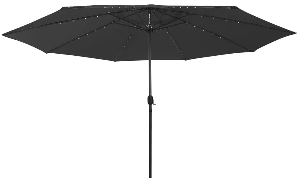 Guarda-sol de jardim com luzes LED 400 cm preto