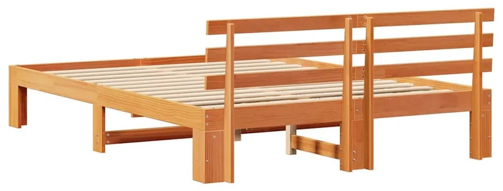 Estrutura de Cama de Madeira de Pinho Castanho Encerado