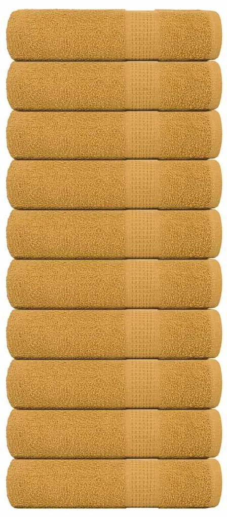 vidaXL Toalhas de mãos FROGN 10 pcs 50x100 cm 360 g/m² ouro