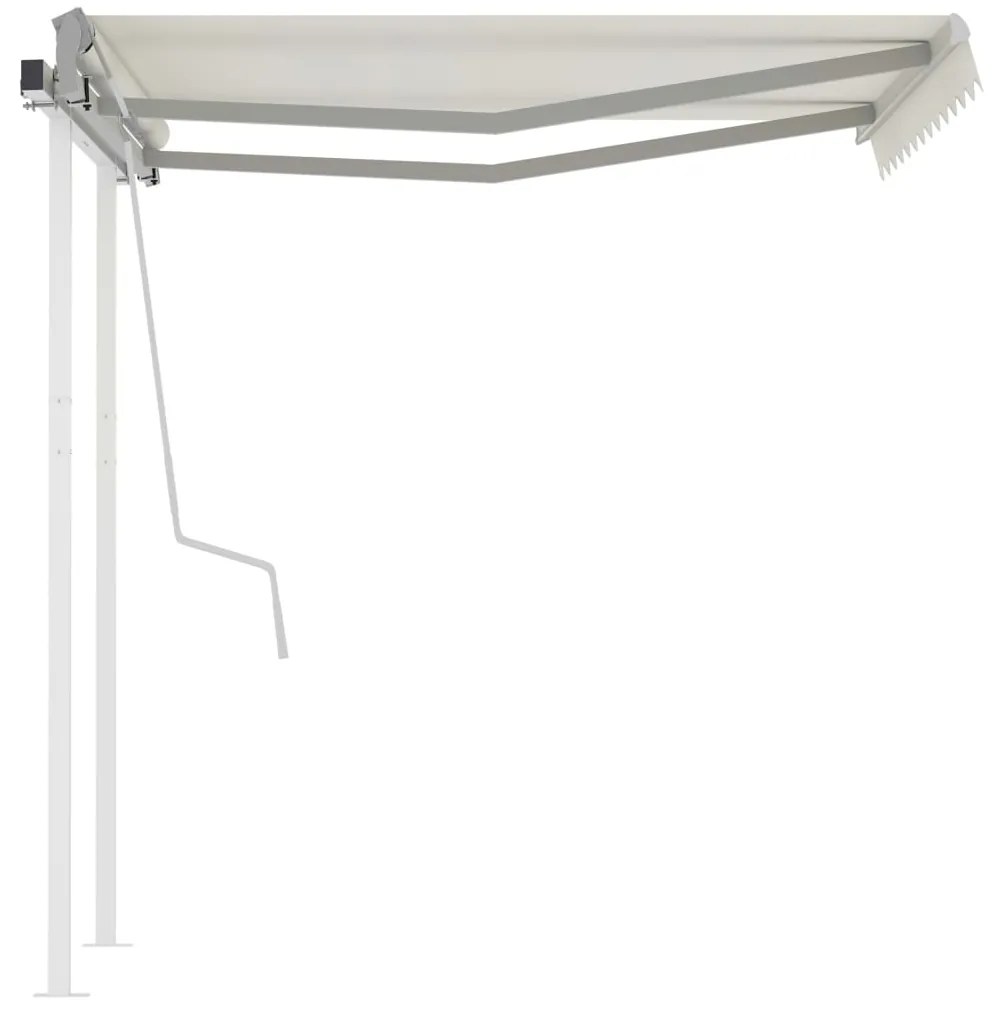 Toldo retrátil manual com postes 3,5x2,5 m cor creme