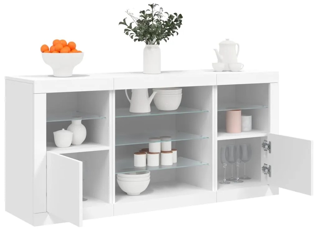 vidaXL Aparador com luzes LED 142,5x37x67 cm branco