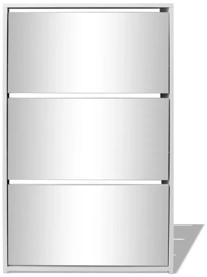Sapateira 3 divisórias com espelho 63x17x102,5 cm branco