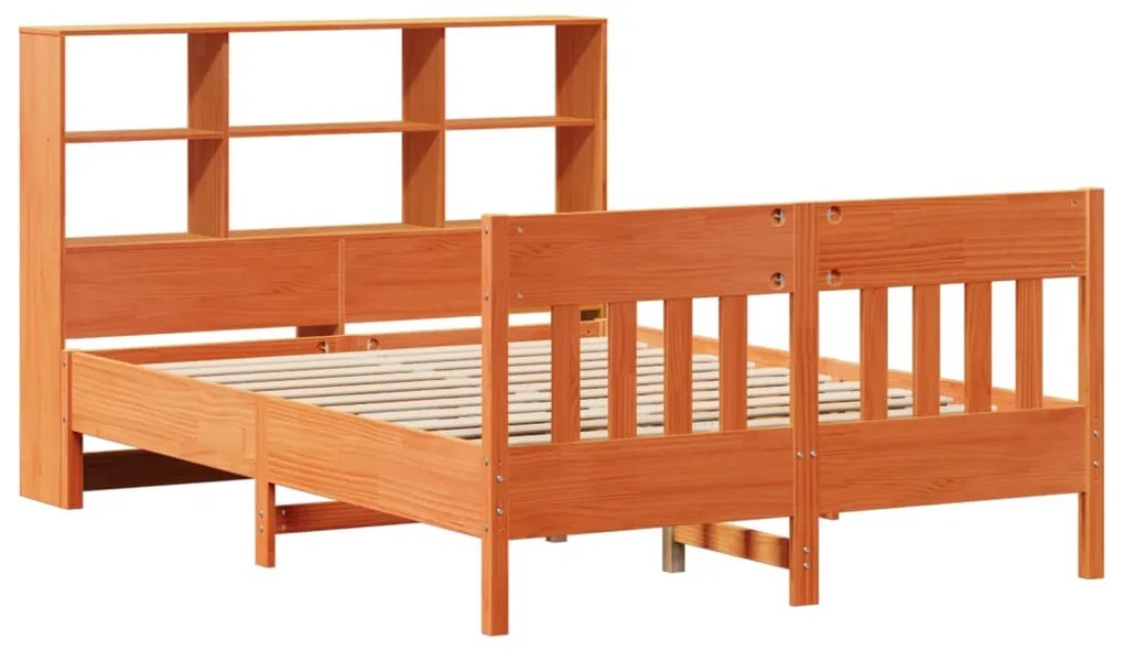 Cama sem colchão 140x190 cm pinho maciço castanho-mel