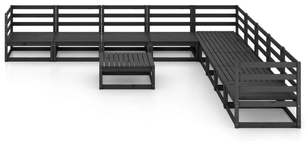 10 pcs conjunto lounge de jardim pinho maciço preto