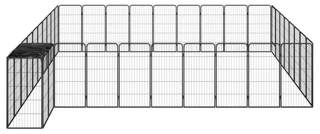 Parque p/ cães c/ 38 painéis 50x100 cm aço revestido a pó preto
