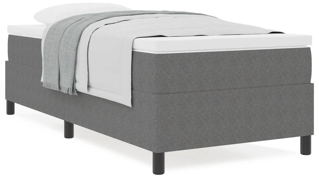 Cama Box com Colchão Cinza 90x200 cm Tecido de Corduroy