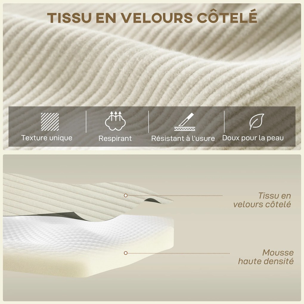 Sofá de canto modular 2 em 1,267 C x 168 L x 85 A cm (forma de L), 192 C x 168 L x 85 A cm (cama), sofá-cama de 3 lugares em veludo canelado, assento
